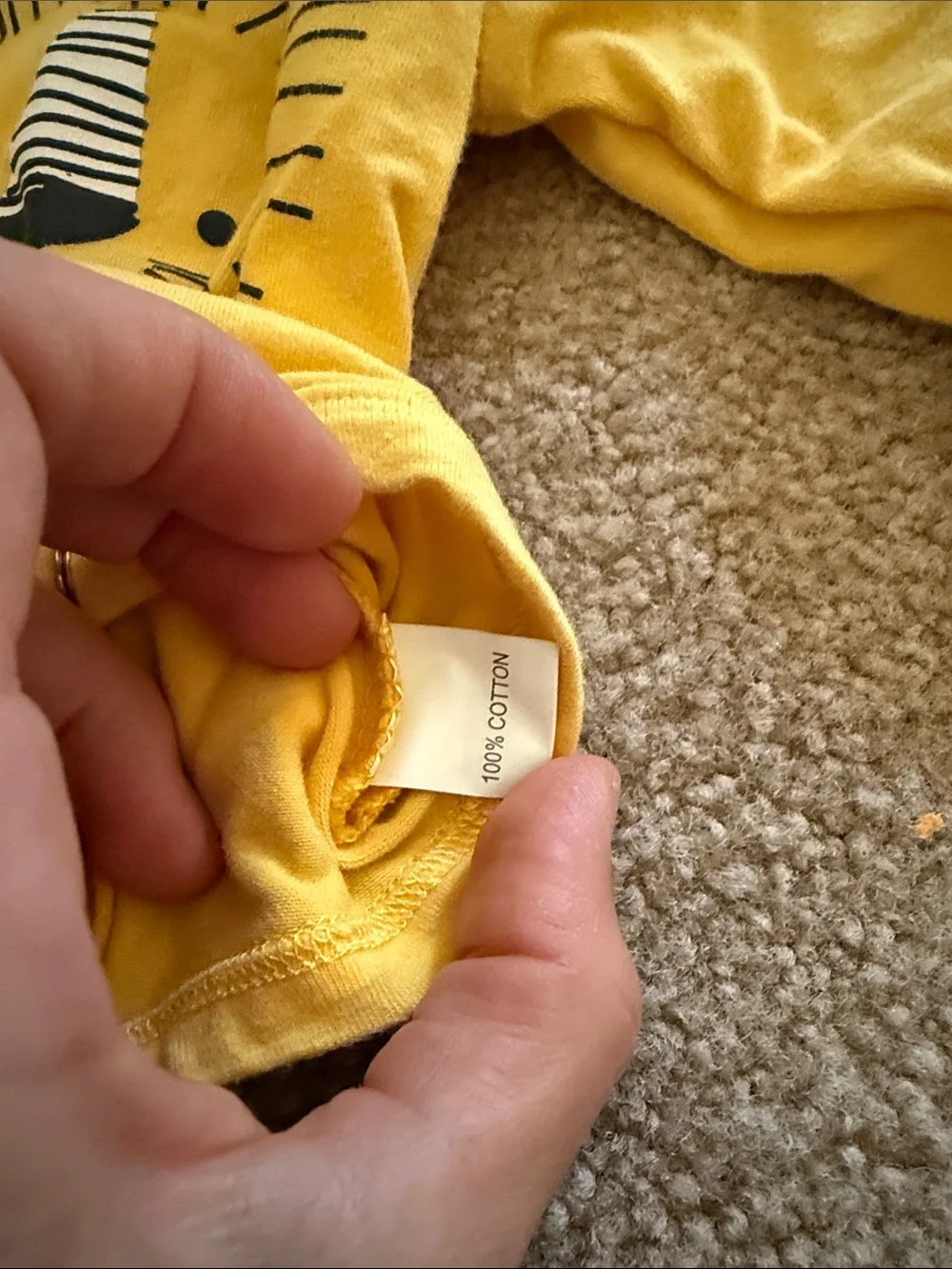 Yellow Lion Print Baby One-Piece with Gray Lion-Pattern Pants